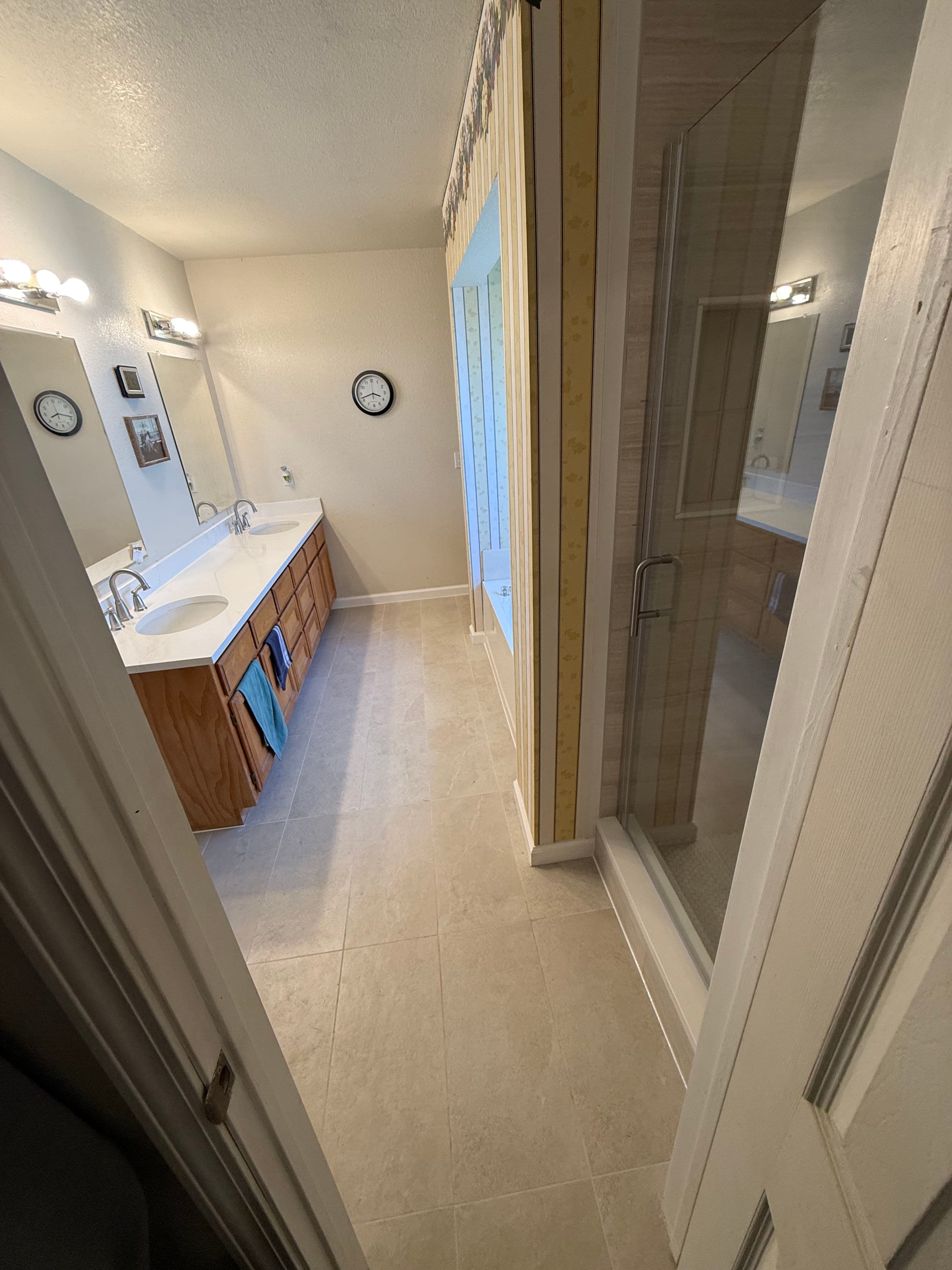 Project Bathroom Makeover with Quartz Countertop and Tiled Shower image