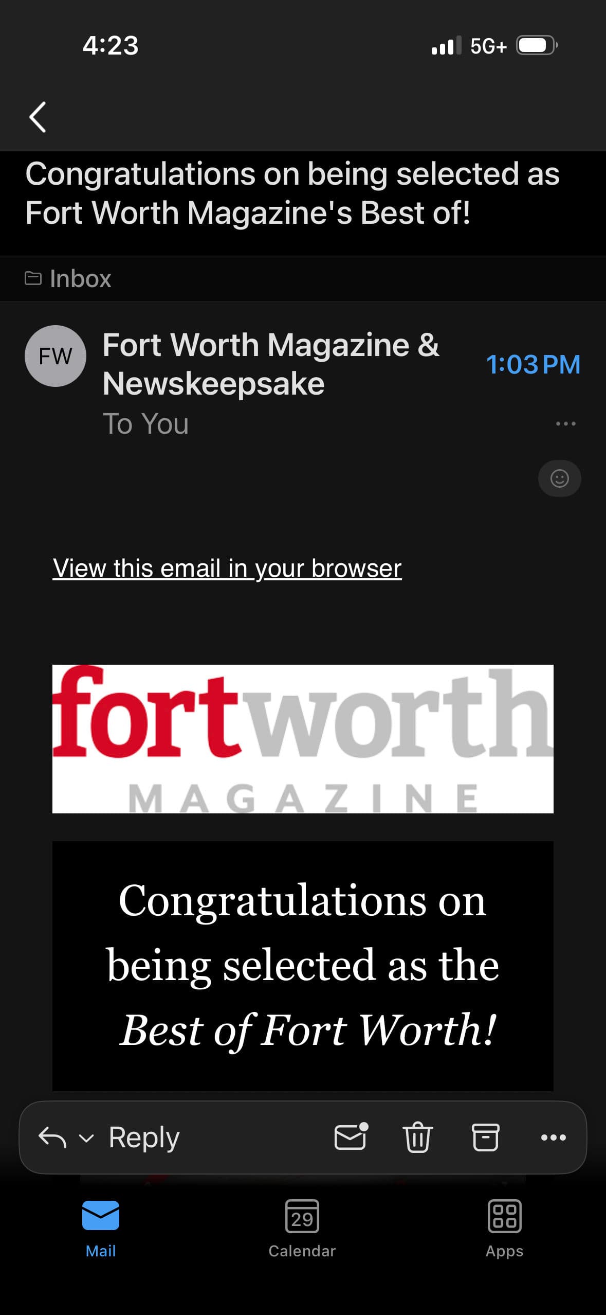 We Won Fort Worth Magazine's Best of 2026 Editor's Choice image