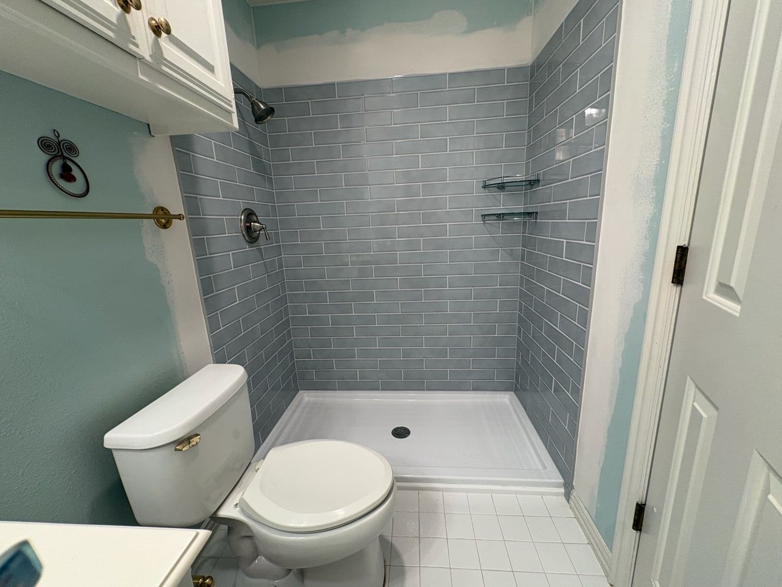 Shower Upgrade with Stylish Gray Subway Tiles image